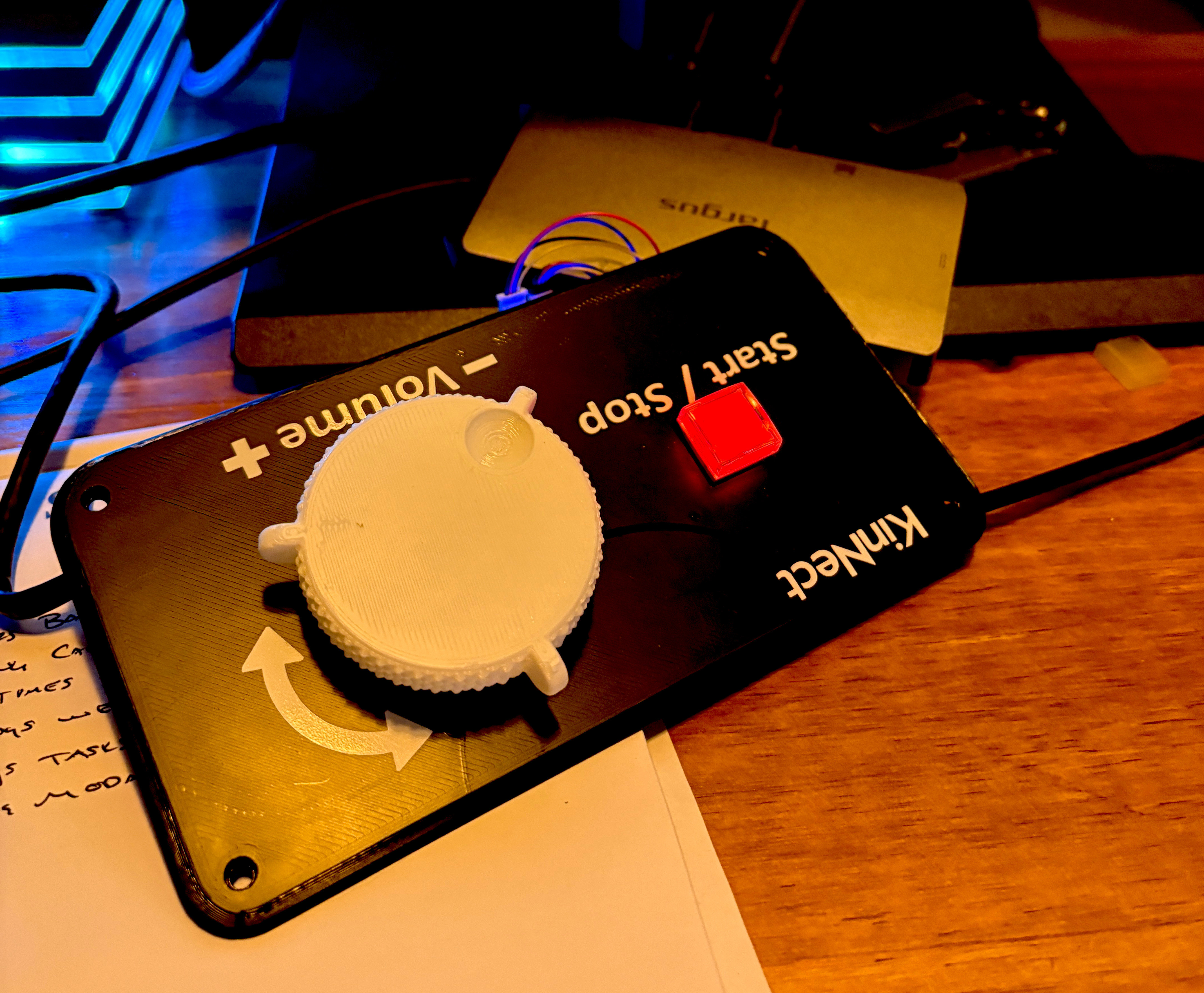 KinNect enclosure prototype with Start/Stop and Volume controls